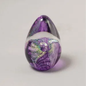 Dichroic Egg Paperweight in Purple Passion Flower Handblown Glass Paperweight by Glass Eye Studio