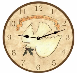 Dove Clock- Folk Bird Art Clock- Peace On Earth