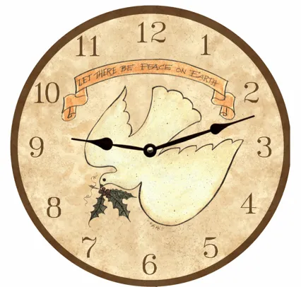 Dove Clock- Folk Bird Art Clock- Peace On Earth