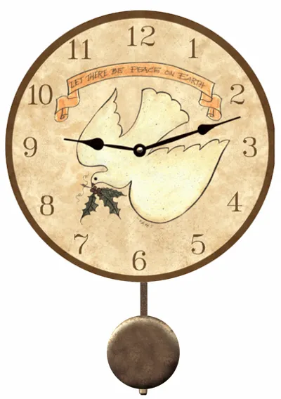 Dove Clock- Folk Bird Art Clock- Peace On Earth