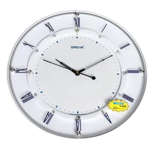 Elegance and Timelessness Combined: Oreva Unique Design Sweep Wall Clock - Exquisite Glass White Clock Adorned with Sparkling Stones