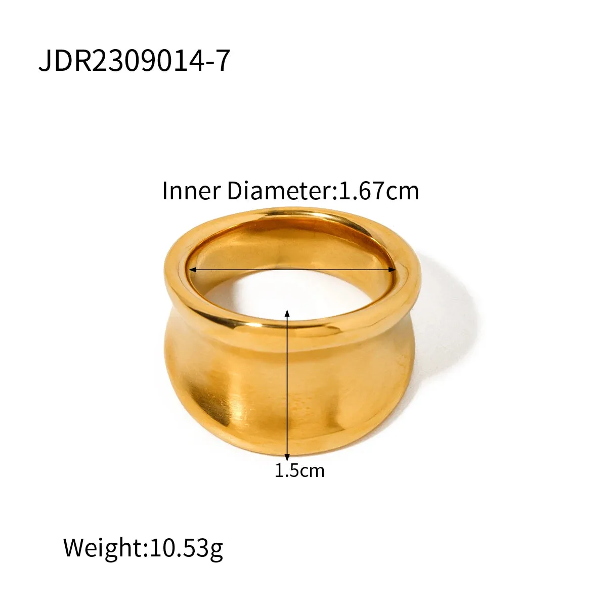 Elegant Charm Gold Color Geometric Brushed Closed Ring