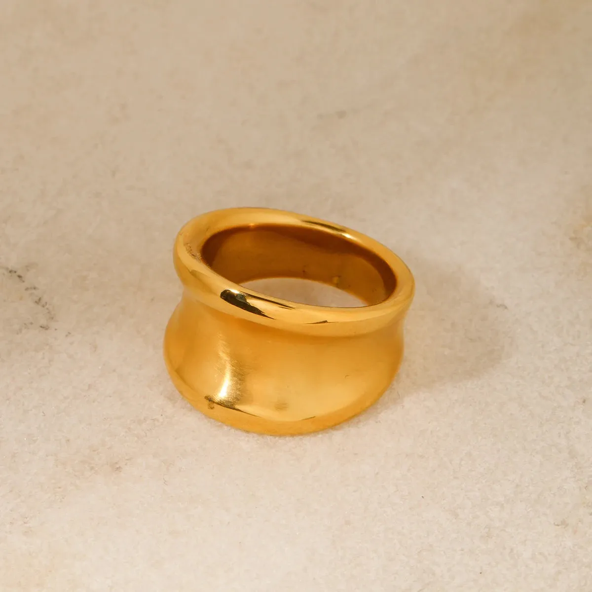 Elegant Charm Gold Color Geometric Brushed Closed Ring