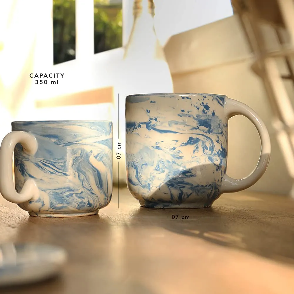Ellementry Earth Ceramic Mug Set of 2 (150 ML) | Mugs for Coffee, Tea and Milk | Microwave Safe Cup Set | Cofee Mug with Lid for Office, Home and Travel | Chip Resistant | Birthday Gift