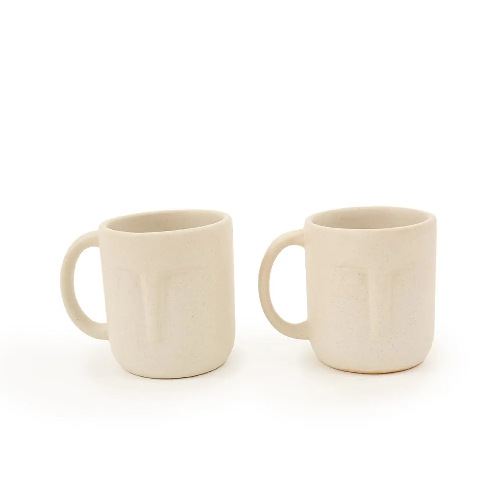 Ellementry Moai Ceramic Mug Set of 2 (350 ML) | Mugs for Coffee, Tea and Milk | Microwave Safe Cup Set | Cofee Mugs for Office, Home and Travel | Chip Resistant | Birthday Gift