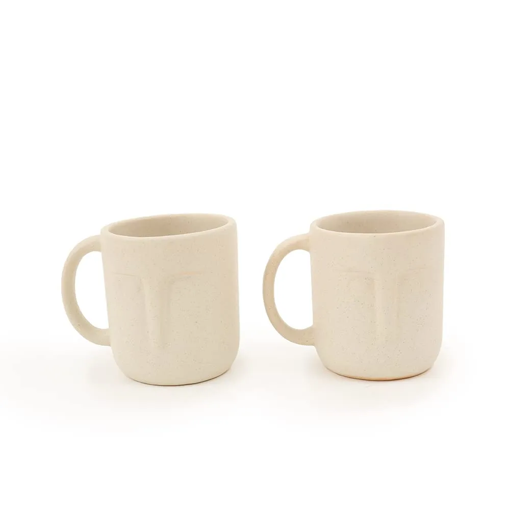 Ellementry Moai Ceramic Mug Set of 2 (350 ML) | Mugs for Coffee, Tea and Milk | Microwave Safe Cup Set | Cofee Mugs for Office, Home and Travel | Chip Resistant | Birthday Gift