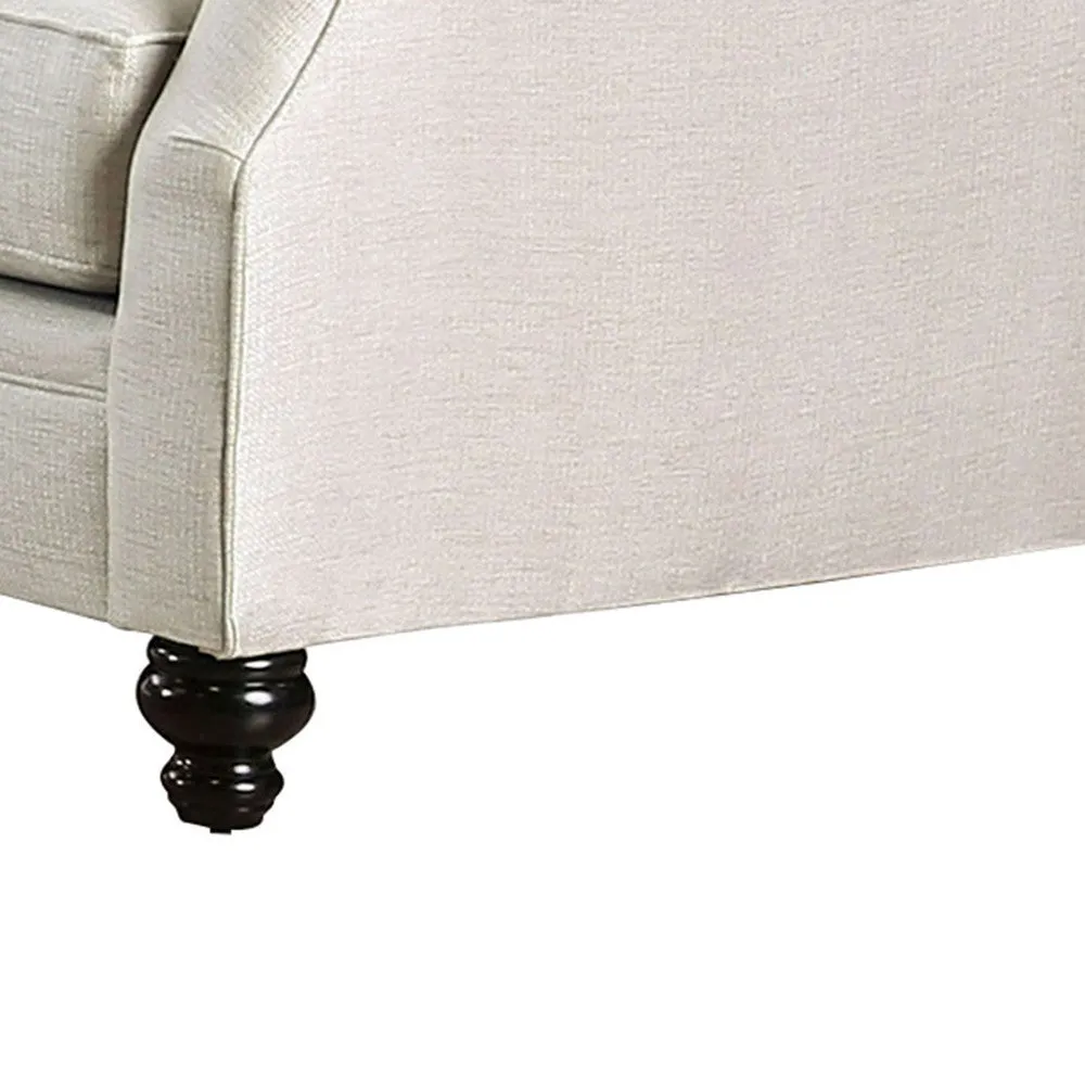 Fabric Upholstered Wooden Loveseat with Tufted Details, White By Casagear Home