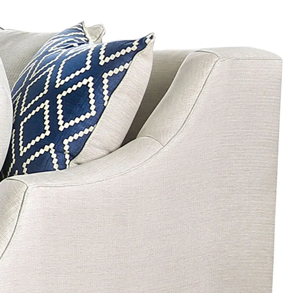 Fabric Upholstered Wooden Loveseat with Tufted Details, White By Casagear Home