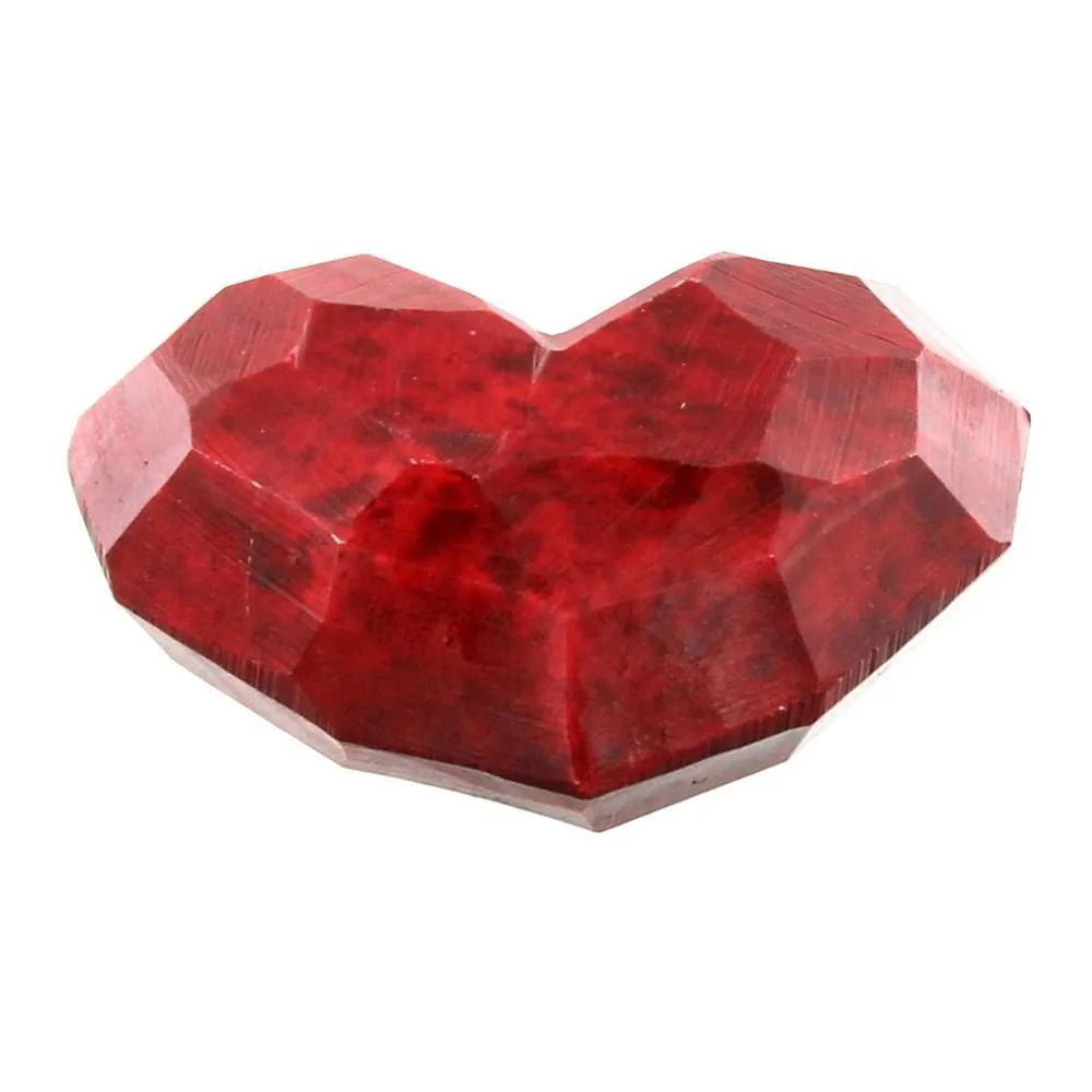 Faceted Soapstone Hearts - Red Set Of 4 By HomArt