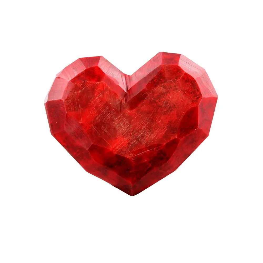Faceted Soapstone Hearts - Red Set Of 4 By HomArt