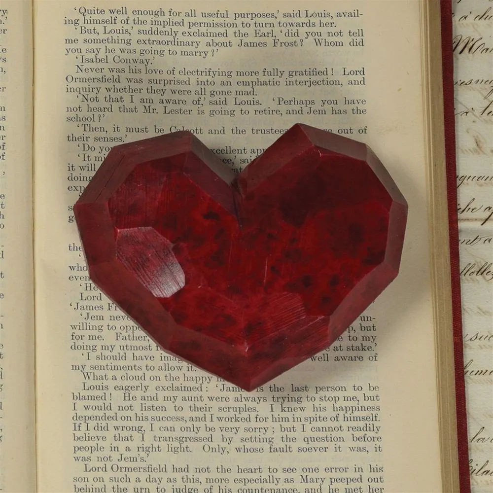 Faceted Soapstone Hearts - Red Set Of 4 By HomArt