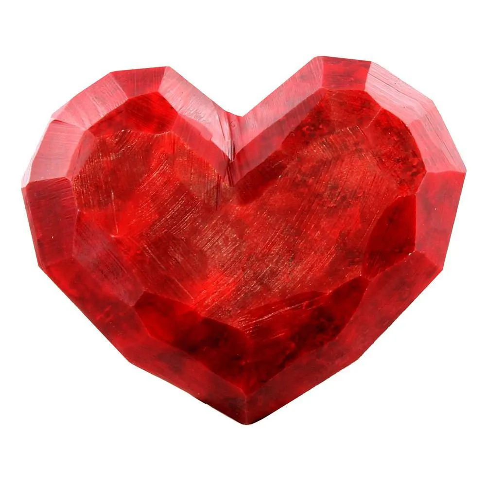 Faceted Soapstone Hearts - Red Set Of 4 By HomArt