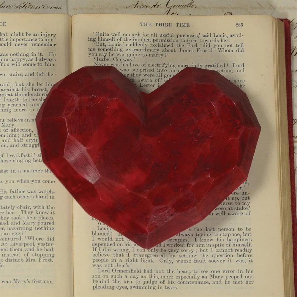 Faceted Soapstone Hearts - Red Set Of 4 By HomArt