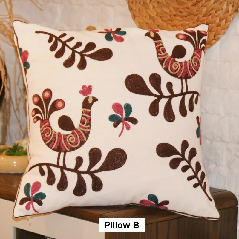 Farmhouse Embroider Cotton Pillow Covers, Love Birds Decorative Sofa Pillows, Cotton Decorative Pillows, Decorative Throw Pillows for Couch