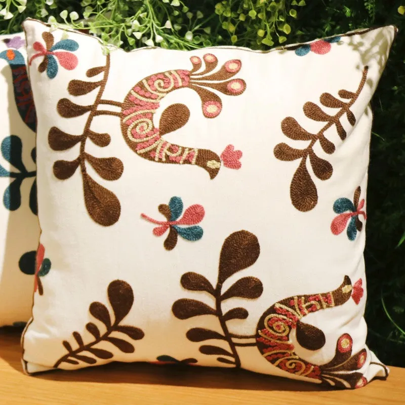 Farmhouse Embroider Cotton Pillow Covers, Love Birds Decorative Sofa Pillows, Cotton Decorative Pillows, Decorative Throw Pillows for Couch