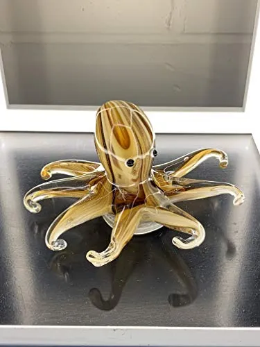 Febland Mini Glass Octopus Paperweight Ornament, Yellow, Small