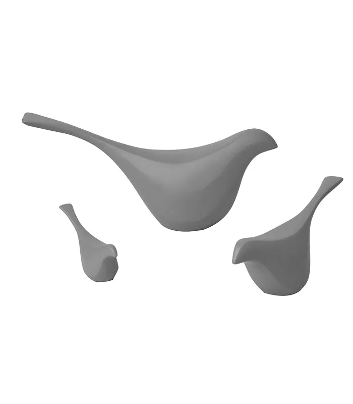 Finch bird Set of 3 - Grey