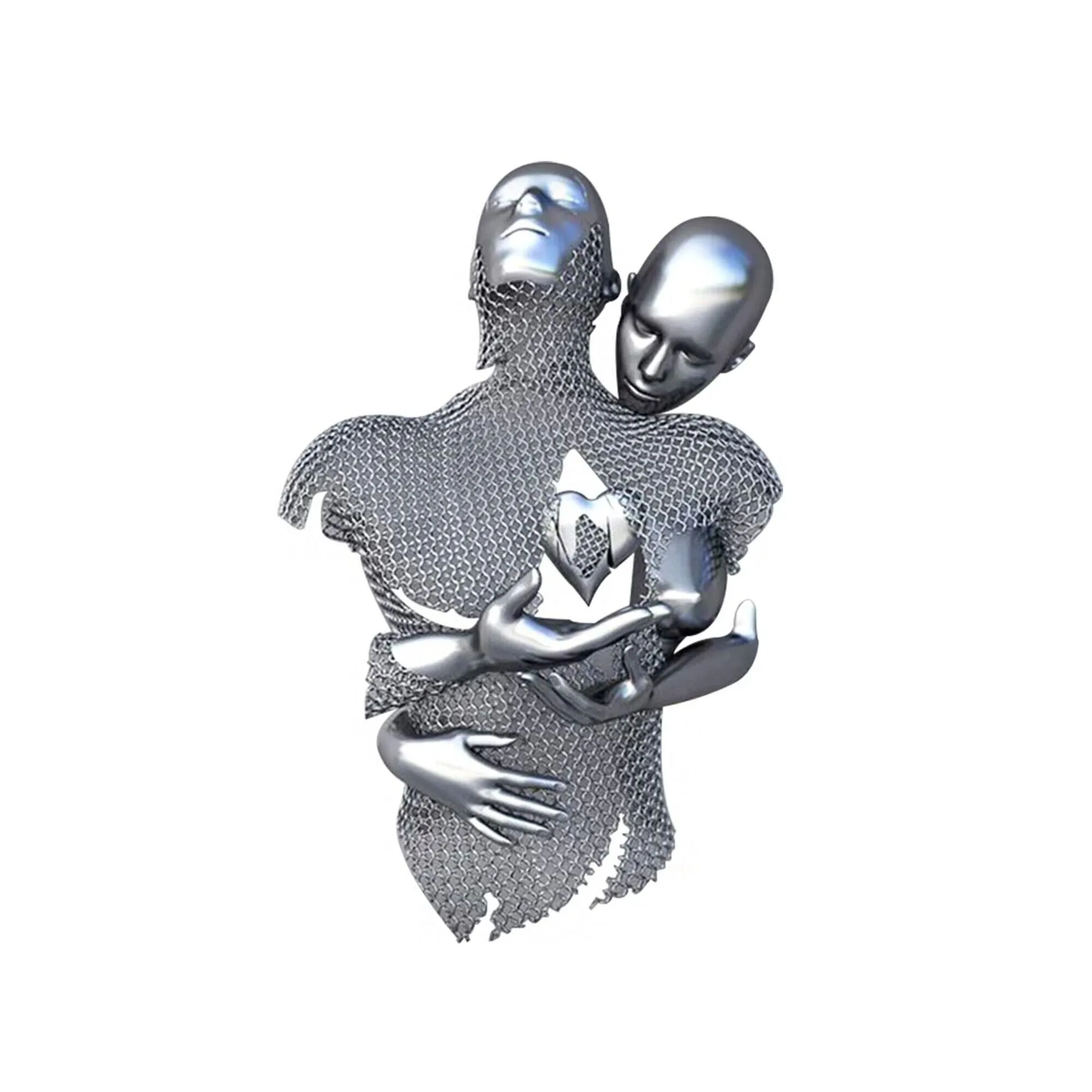 FINEST Love Heart Kissing Couples Hug 3 Pieces Wall Art Stainless Steel Sculptures FS-004