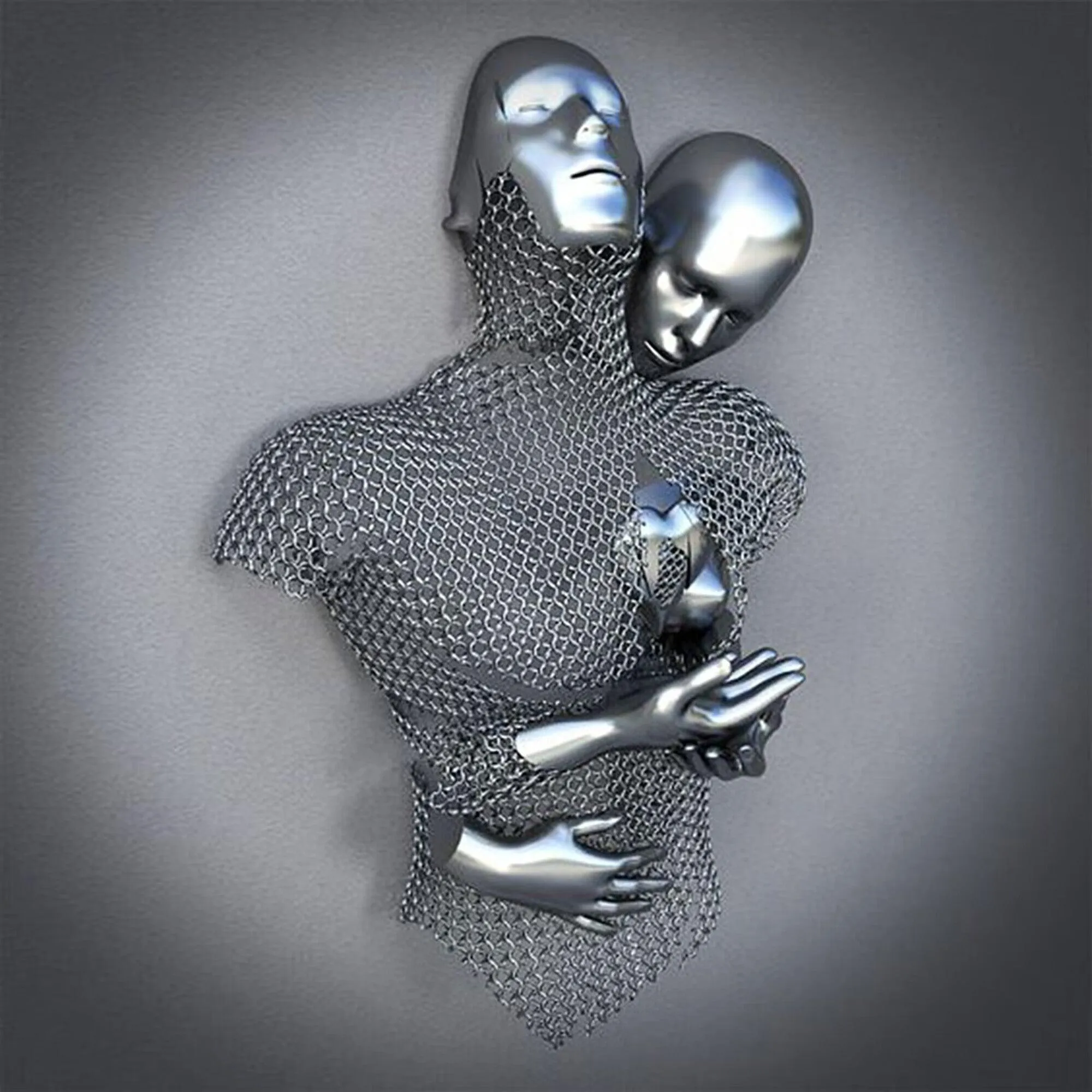 FINEST Love Heart Kissing Couples Hug 3 Pieces Wall Art Stainless Steel Sculptures FS-004