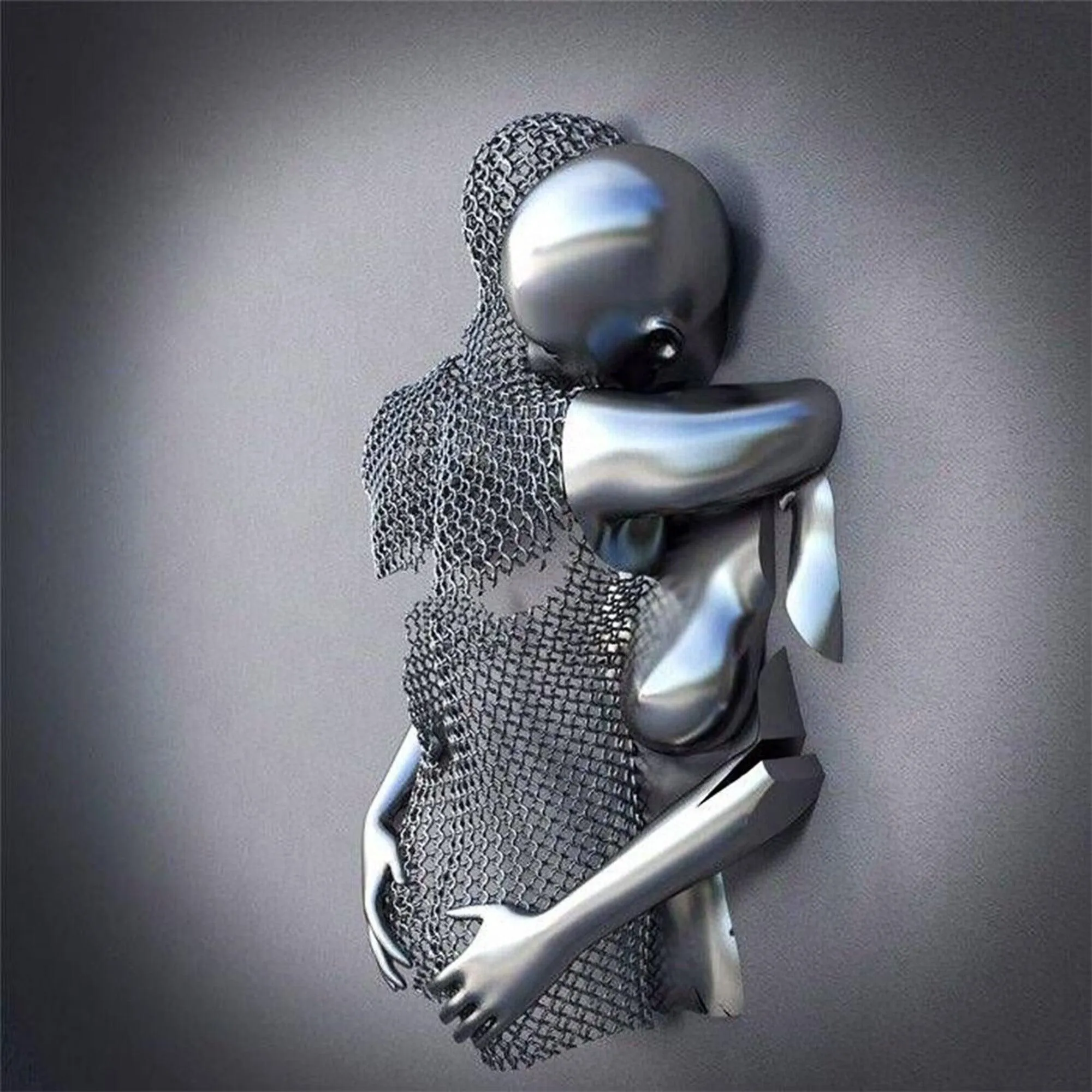 FINEST Love Heart Kissing Couples Hug 3 Pieces Wall Art Stainless Steel Sculptures FS-004