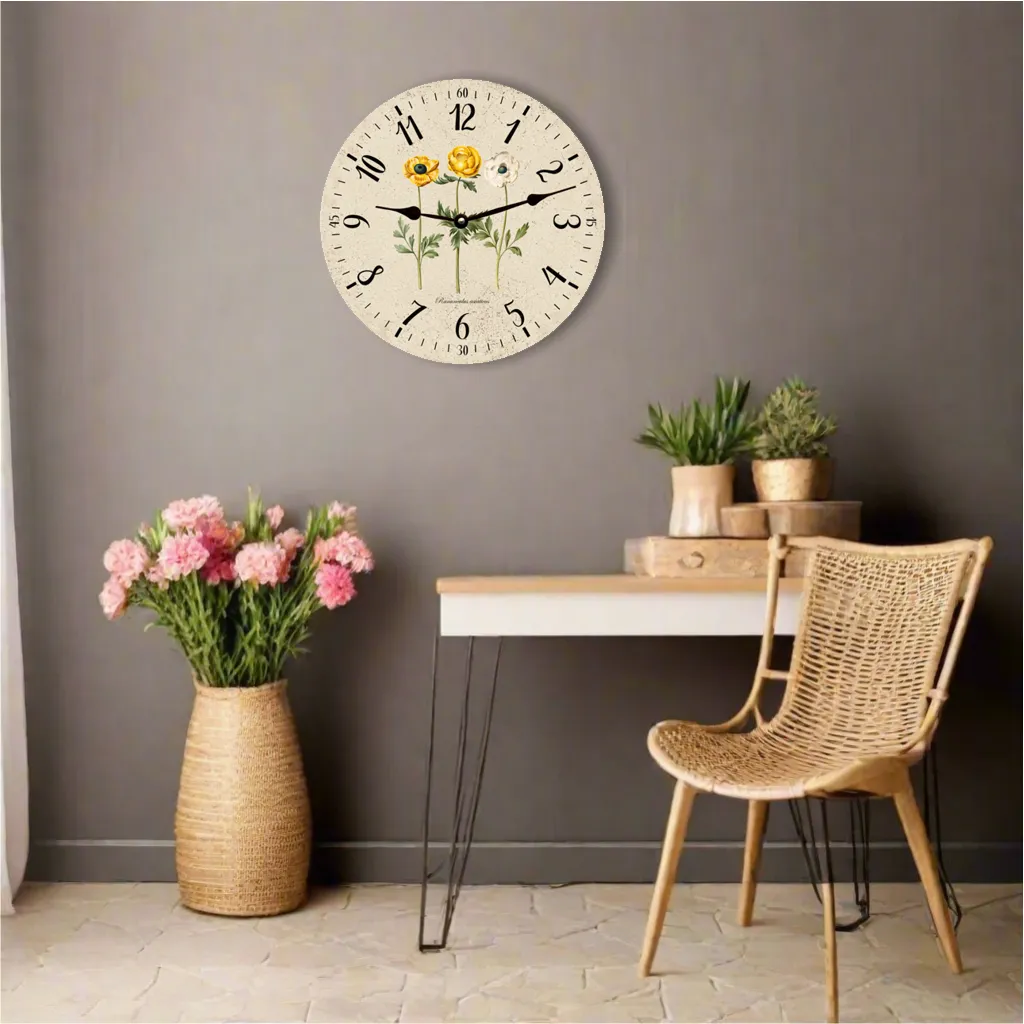 Floral Wall Clock - Buttercup Flower Clock