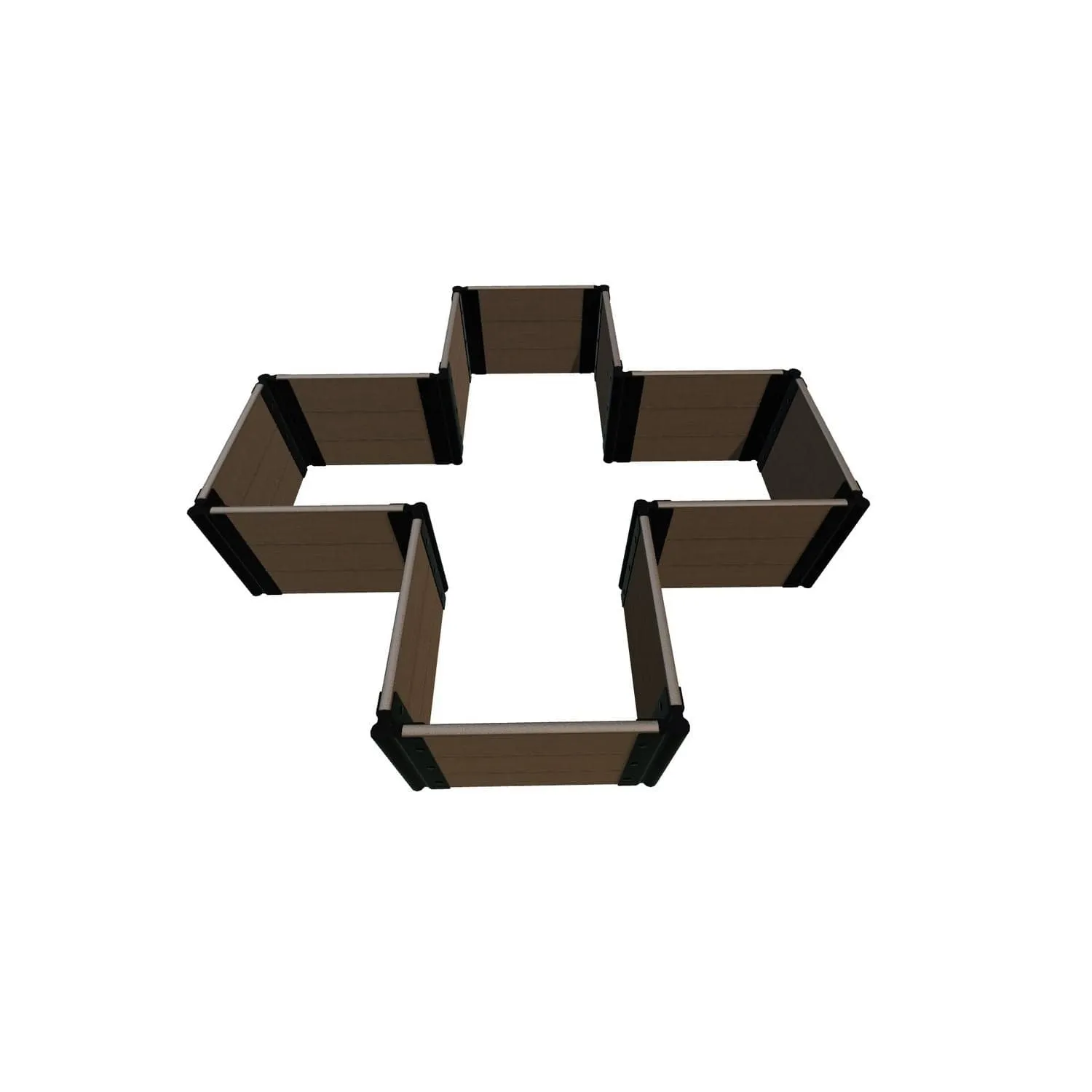 Frame It All | Tool-Free Military Medallion Raised Garden Bed (Kit Cross) 6' X 6' X 16.5" - Uptown Brown - 1" Profile