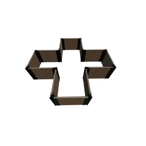 Frame It All | Tool-Free Military Medallion Raised Garden Bed (Kit Cross) 6' X 6' X 16.5" - Uptown Brown - 1" Profile