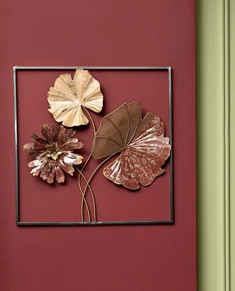 Fzami Enterprises Wall Hanging Decorative Item Home Metal Flower Wall Art Decor Large Indoor Sculptures, Natural Art Home Decoration for Living Room Bedroom Bathroom Kitchen - 18 Inch