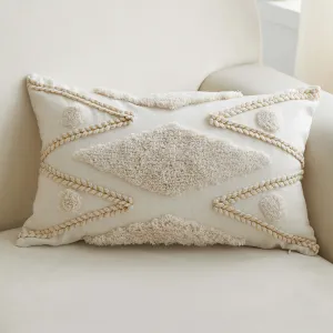 Geometric Tufted Lumbar Pillow, Ivory
