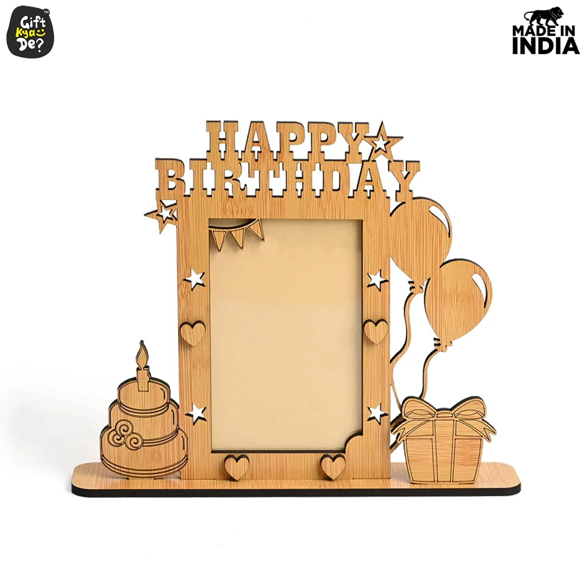 Gift Kya De Rectangular Photo Frame For Birthday Wooden Designer With Happy Birthday Message Wooden Tabletop Photoframe Perfect For Birthday Gifts (9 X 11 Inch Ecofriendly)