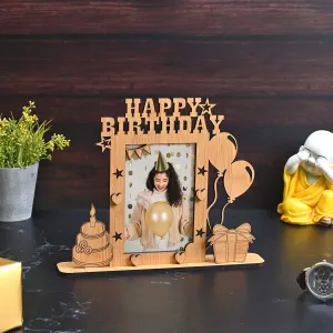 Gift Kya De Rectangular Photo Frame For Birthday Wooden Designer With Happy Birthday Message Wooden Tabletop Photoframe Perfect For Birthday Gifts (9 X 11 Inch Ecofriendly)
