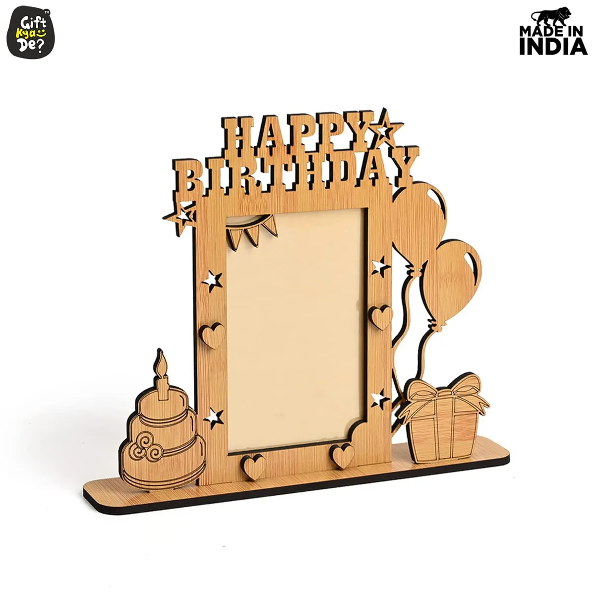 Gift Kya De Rectangular Photo Frame For Birthday Wooden Designer With Happy Birthday Message Wooden Tabletop Photoframe Perfect For Birthday Gifts (9 X 11 Inch Ecofriendly)