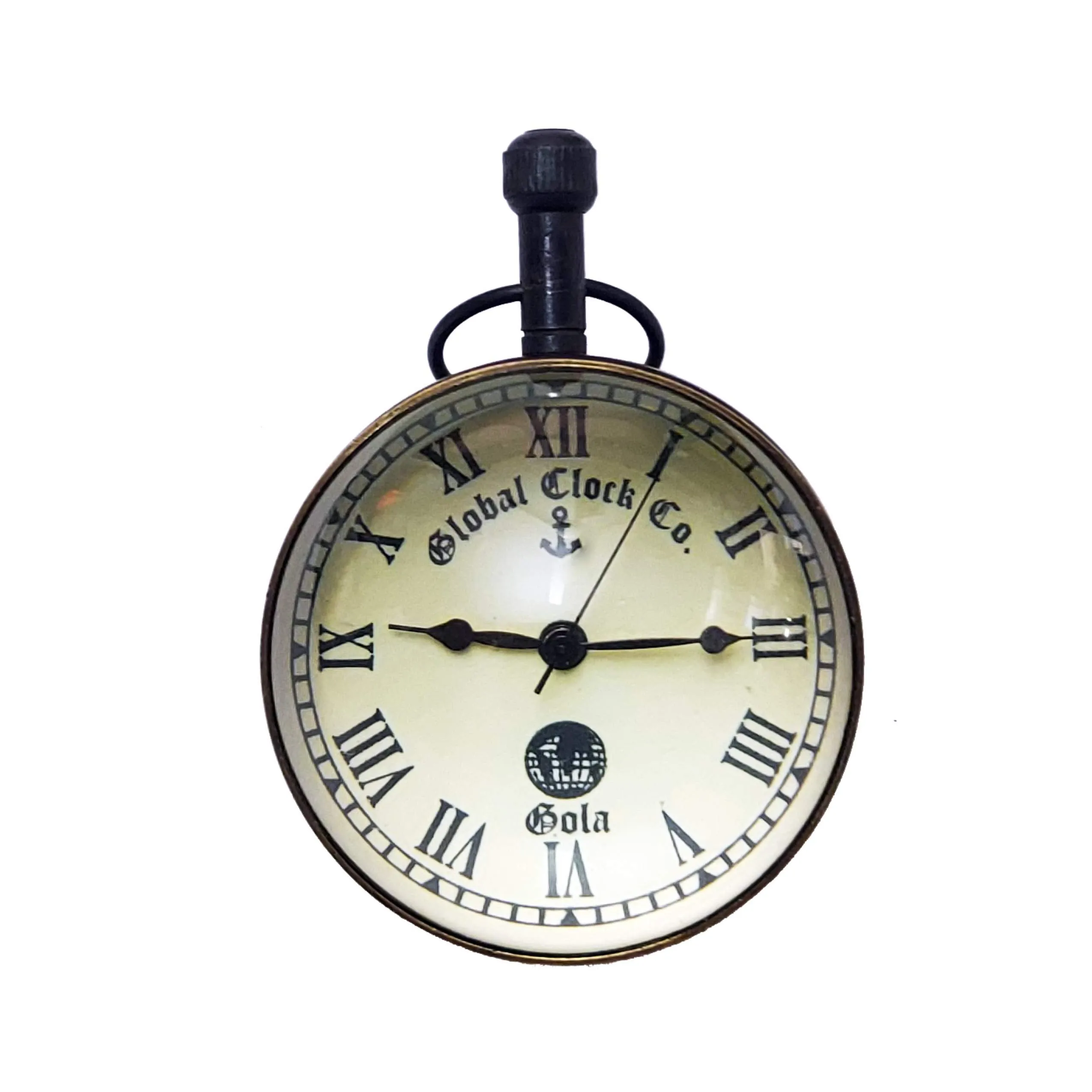 Gola International Brass Antique Look Analogue Table Globe Clock for Home and Office