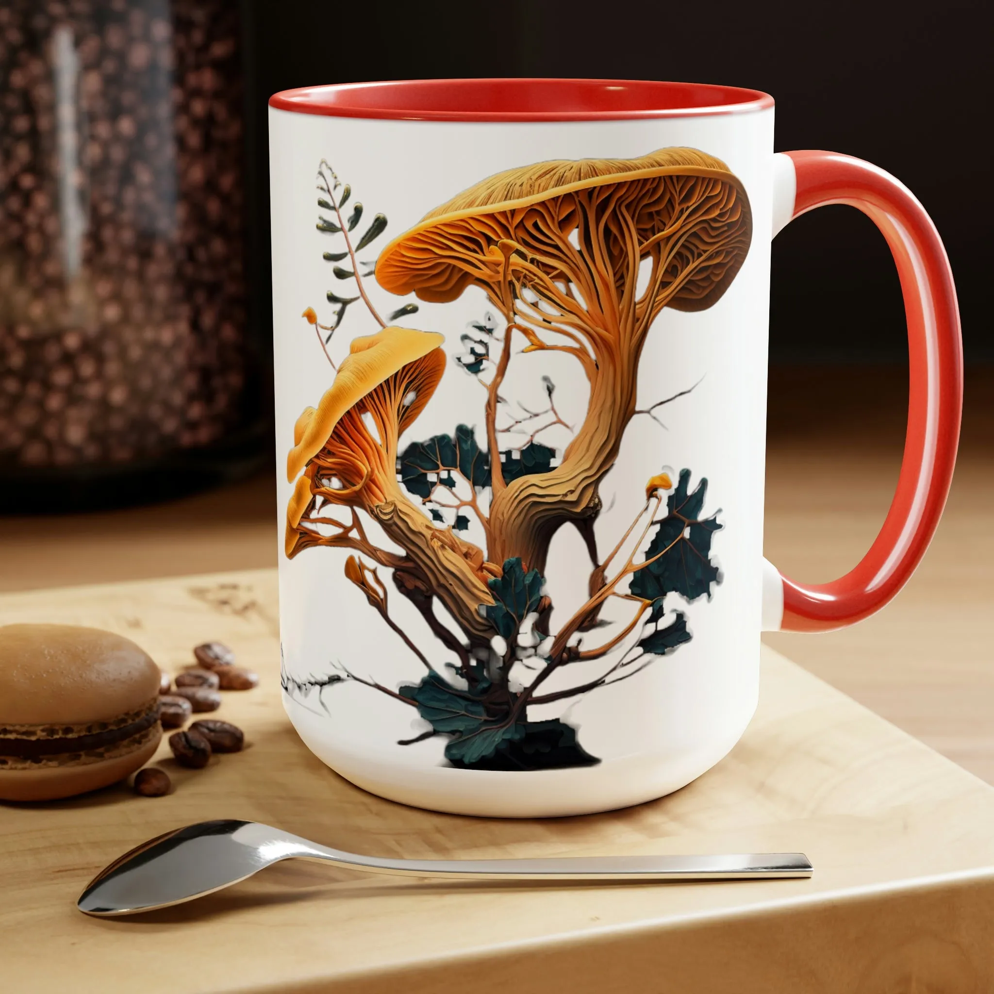 Golden Chanterelle Mushroom Coffee Mug, 15oz