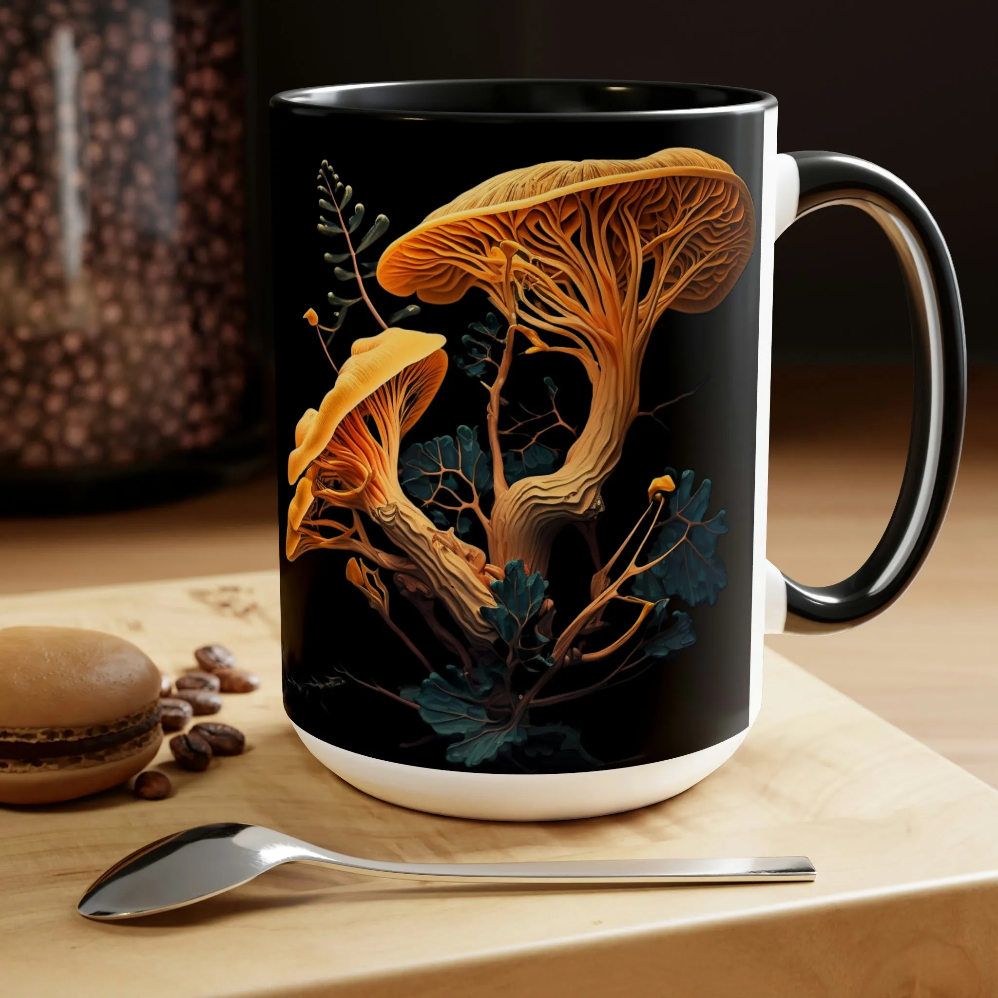 Golden Chanterelle Mushroom Coffee Mug, 15oz