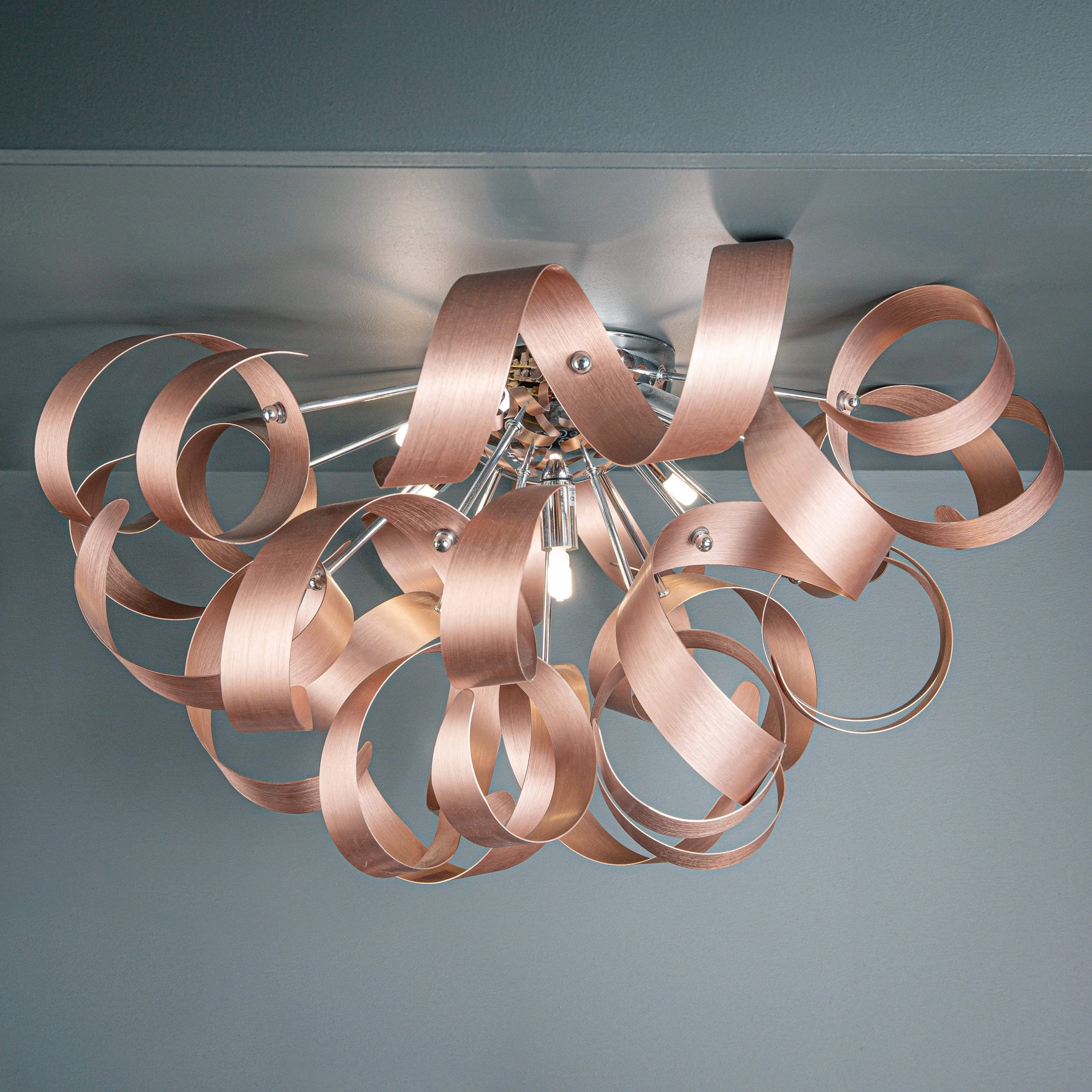 Granada 5 Light Flush 60Cm Brushed Copper Ceiling Light