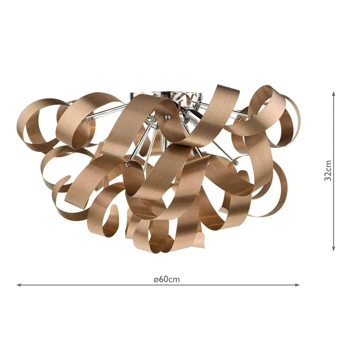Granada 5 Light Flush 60Cm Brushed Copper Ceiling Light