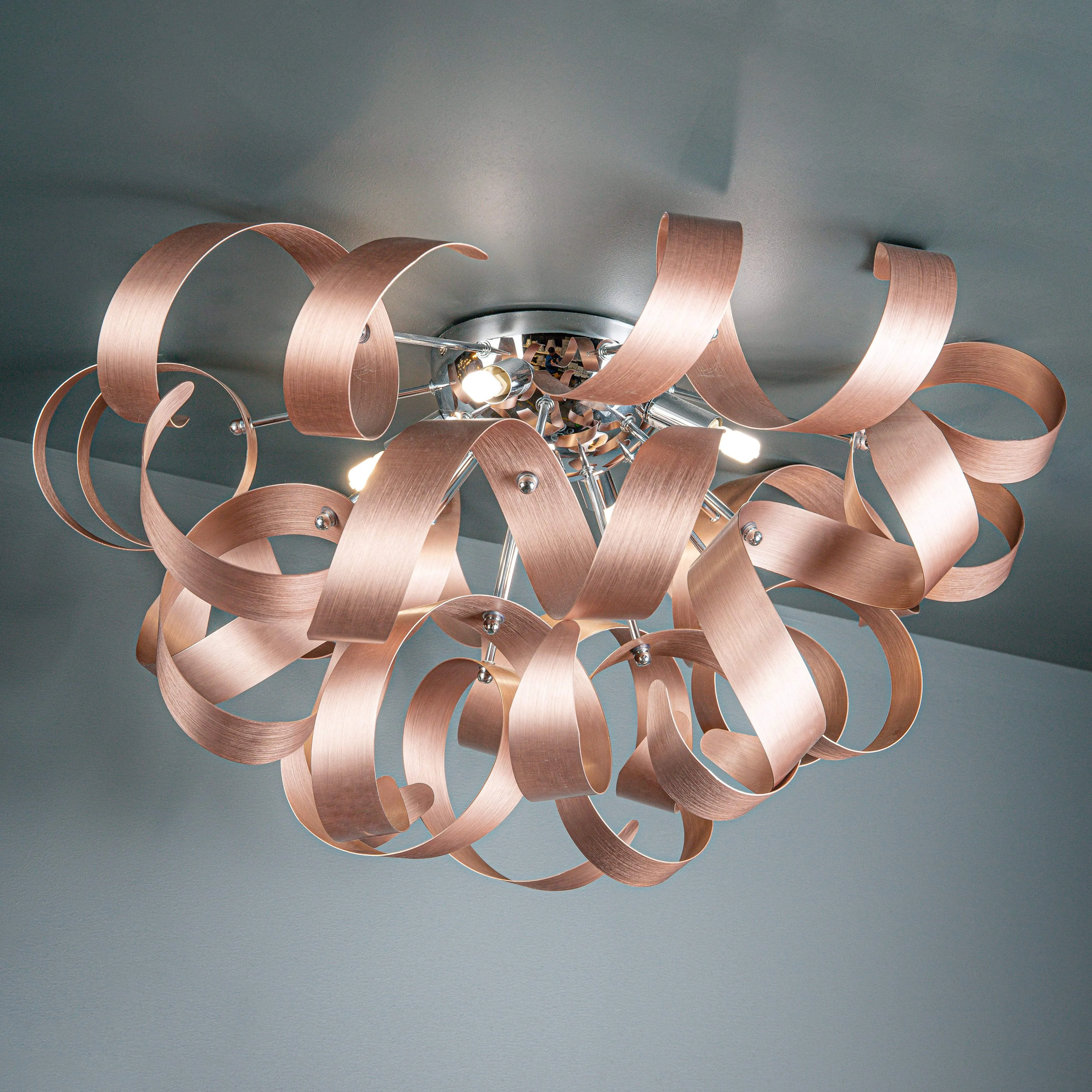 Granada 5 Light Flush 60Cm Brushed Copper Ceiling Light