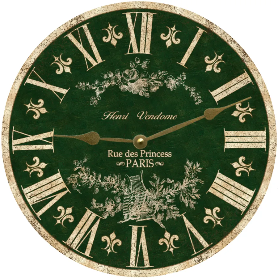 Green Toile French Clock