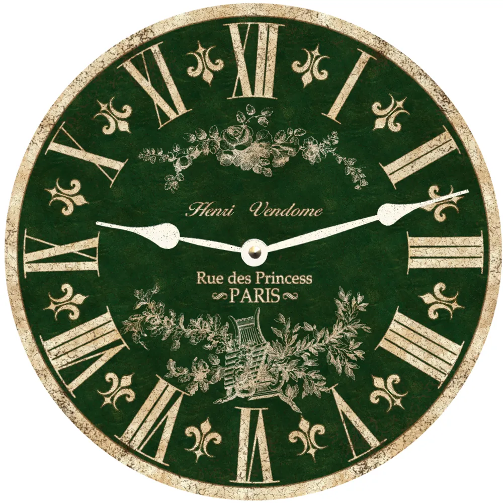 Green Toile French Clock