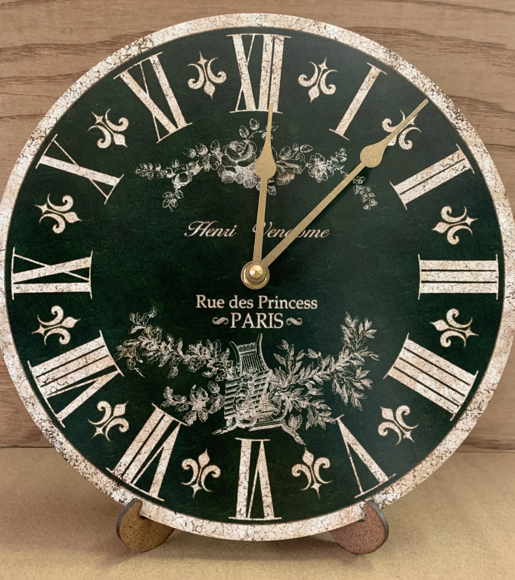 Green Toile French Clock