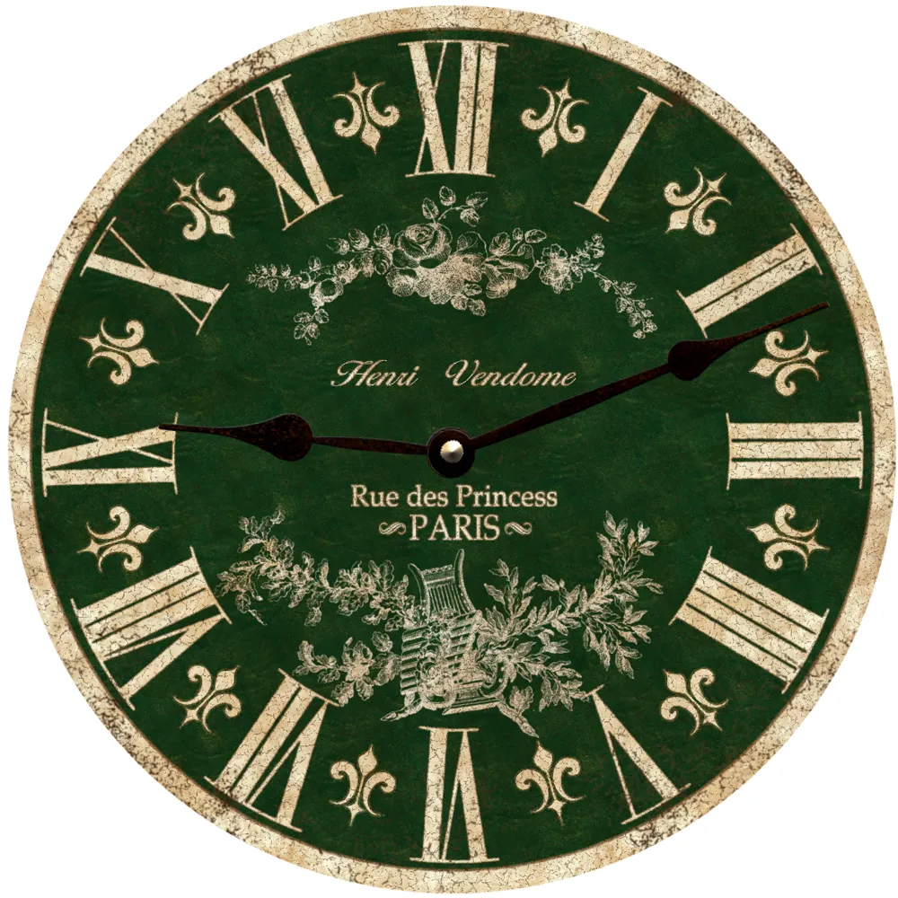 Green Toile French Clock