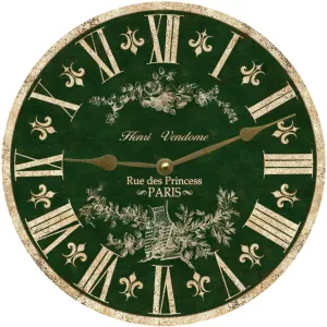 Green Toile French Clock