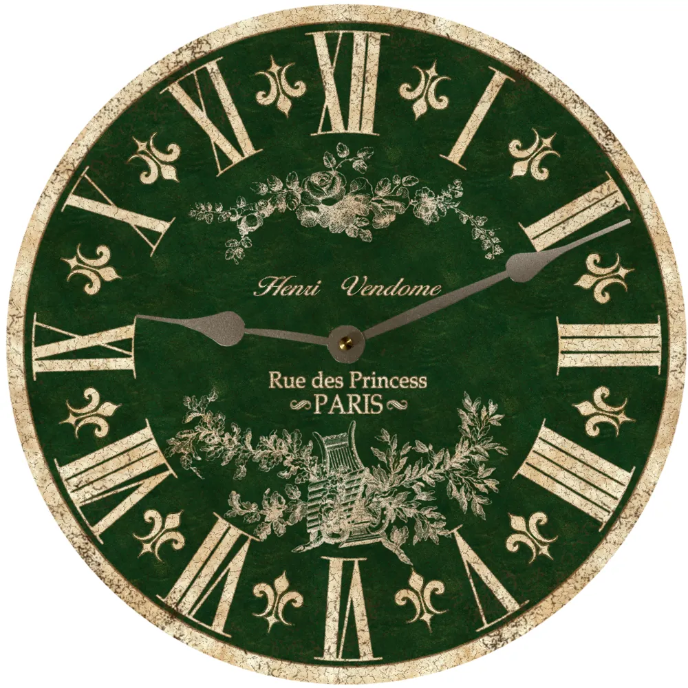 Green Toile French Clock