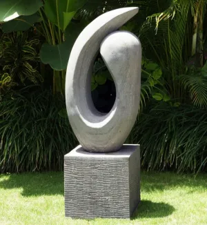 Hand Carved Grey Sandstone Modern Art Stone Sculpture With Plinth