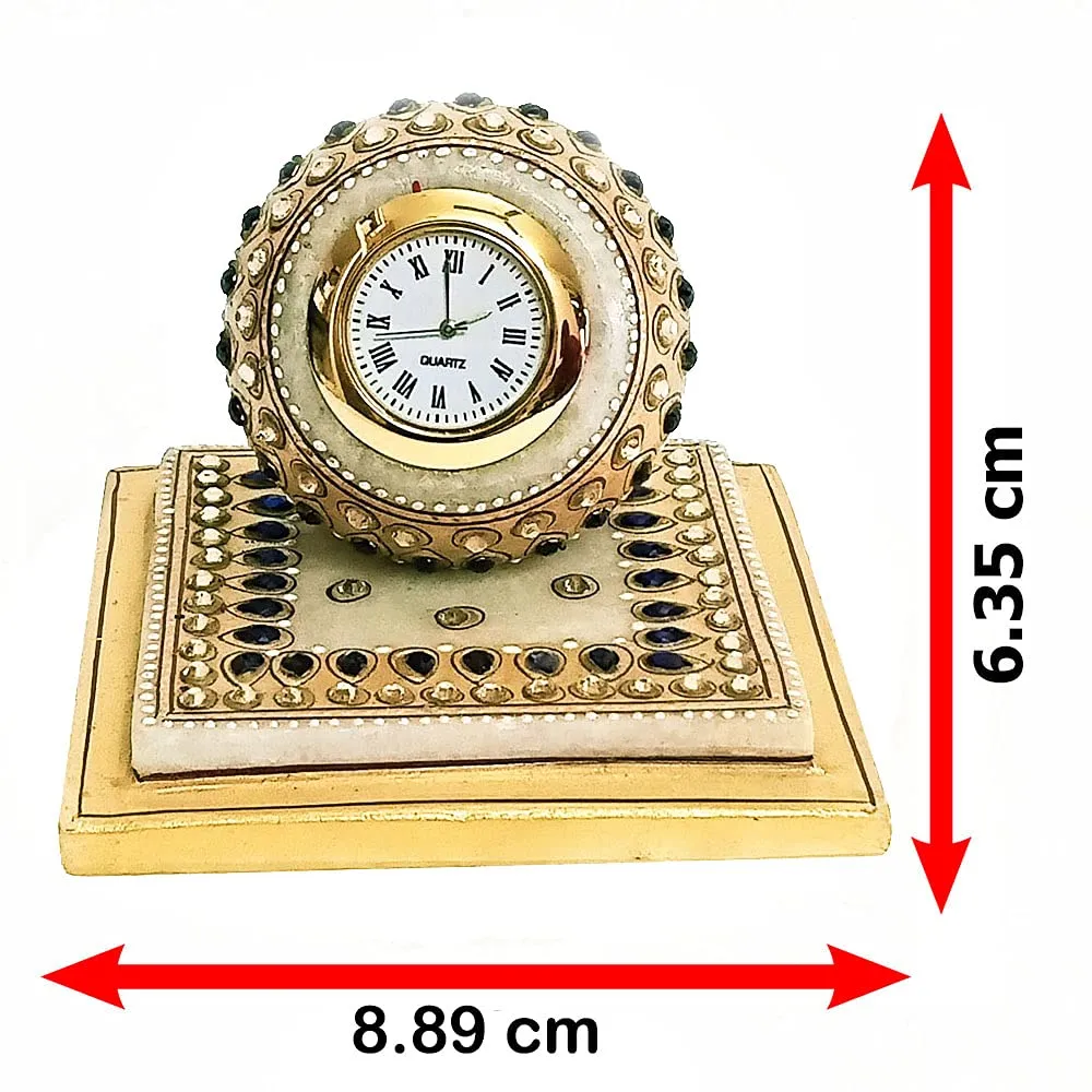 Handicraft Kingdom Table Clocks for Bedroom Designer Analog Modern Quartz Movement for Office & Home Décor | Round Shape Gift Item for Living Room| Approx Size (3.5 Inch) & Wt (600 Gm) Pack of 1