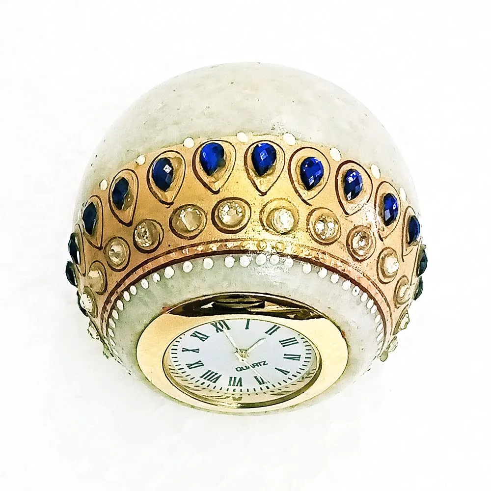 Handicraft Kingdom Table Clocks for Bedroom Designer Analog Modern Quartz Movement for Office & Home Décor | Round Shape Gift Item for Living Room| Approx Size (3.5 Inch) & Wt (600 Gm) Pack of 1