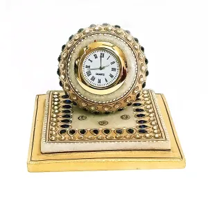 Handicraft Kingdom Table Clocks for Bedroom Designer Analog Modern Quartz Movement for Office & Home Décor | Round Shape Gift Item for Living Room| Approx Size (3.5 Inch) & Wt (600 Gm) Pack of 1