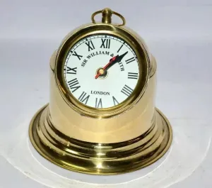 Handmade Nautical Brass Desk Clock, Vintage Style, Multi-Functional Metal Brass, Beautiful Home & Office Decor, Unique Gift, (5 Inch - Golden)