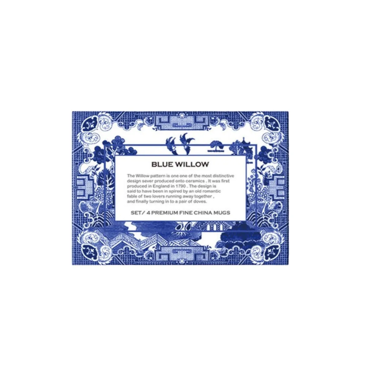 Heritage Blue Willow Mugs Set of 4